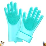 BSMstone 1 Pair Pet Grooming Gloves for Bathing Silicone Pet Bath Gloves Cleaning Sponge Gloves Scrubber Glove Cat& Dog Hair Removal Gloves (green)