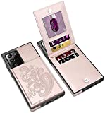 LakiBeibi for Samsung Galaxy Note 20 Ultra Case, Flower Series Slim PU Leather Note 20 Ultra Wallet Case with Card Holders for Girls Women Flip Phone Case for Samsung Galaxy Note 20 Ultra, Rose Gold