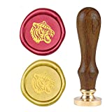 CRASPIRE Wax Seal Stamp Tiger Retro Sealing Wax Stamp Animal Pattern with 25mm Removable Brass Head Wooden Handle for Envelope Card Package Decoration