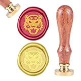 CRASPIRE Wax Seal Stamp Tiger Vintage Wax Sealing Stamp Animals Retro 25mm Removable Brass Seal Head Wooden Handle for Envelopes Invitations Wine Packages Greeting Cards Weeding