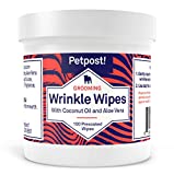 Petpost | Bulldog Wrinkle Wipes for Dogs - Natural Coconut Oil Formula Cleans and Soothes Pug Wrinkles and Folds - 100 Ultra Soft Cotton Pads