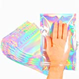 Trunple Smell Proof Bags & Resealable Foil Pouch Bag [100 PCS ] Great for Party Favor Food Storage (Holographic Color, 8 x 5.5 Inch)