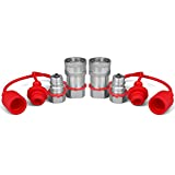 3/8" Ag ISO 5675 Hydraulic Quick Connect Couplers with Dust Caps,Pioneer Style Hydraulic Coupler,3/8” NPT Thread and 3/8” ISO Body