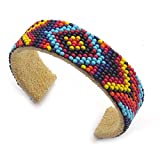 Handmade Beaded Indian Fashion Jewelry Non Native Craft Butterfly Cuff Bracelet B 53/11 6.5x1 .5In Multi color