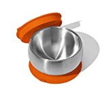 Avanchy Stainless Steel Suction Bowl - Stainless Steel Kids Bowls - Suction Bowls with Lids - Silicon Suction - Stay Put Bowl - 3" x 5" (Orange)