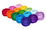 Soft 1500Y 15 Pearl Balls Cardinal Size 8 Rainbow Colors for Crochet Hardanger Cross Stitch Needlepoint Hand Embroidery All Different Colors