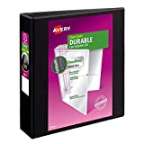 Avery(R) Durable View 3 Ring Binder, 2 Inch EZD Rings, 1 Black Binder (09500)