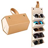 MoKo Sunglasses Organizer with 5 Slots, Travel Glasses Case Storage Portable Sunglasses Storage Case Bag Foldable Eyeglasses Holder Box Eyewear Display Containers for Women Men, Complexion