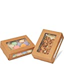 Yotruth 9x6x2.5" Cookie Box with Window Gift Bakery Boxes 13 Pack Kraft Cookie Box Pop-up Easy Assembly Treat Box