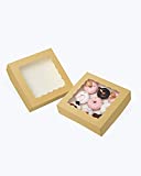 Yotruth 10”10”2.5” Pie Bakery Boxes with Window 20 Packs Large Camel Cookie Boxes for Pastries, Muffins and Donuts