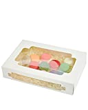 Yotruth 12x8x2.5" Cookie Box with Window Gift Bakery Boxes 25 Pack White Cookie Box Pop-up Easy Assembly Treat Box