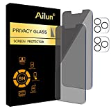 Ailun 2Pack Privacy Screen Protector for iPhone 13 Pro[6.1 inch Display] + 2 Pack Camera Lens Protector, Anti Spy Private Tempered Glass Film,[9H Hardness] - HD [Black] [Not for iPhone 13 Pro Max]
