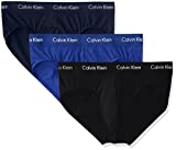 Calvin Klein Men's Cotton Stretch Multipack Hip Briefs, Black/Blue Shadow/Cobalt Water, Large