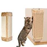 cyclamen9 Wall Mounted Scratching Post, Hanging Natural Sisal Cat Scratching Mat, Door Wall Protecting Corner with Wall Fixings (Beige)