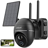 ieGeek Security Cameras Wireless Outdoor, 2K Solar Security Camera System 360 PTZ with Spotlight & Siren, 2.4Ghz Outdoor Security Cameras,Color Night Vision, Work with Alexa, PIR, 2-Way Talk, IP65