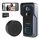 ieGeek Wireless Doorbell Camera, 2K Video Doorbell Camera with Wireless Indoor Doorbell Chime, PIR Human Motion Detection, 3MP Night Vision, 2-Way Audio, IP65 Waterproof, 2.4Ghz WiFi, Works with Alexa