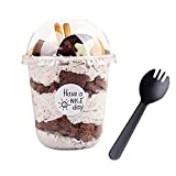 12oz Disposable Plastic Cups with Dome Lids (No Hole),50 pack Dessert Cups for Plastic Fruit, Ice Cream Cake and Mini Snack Bowls…