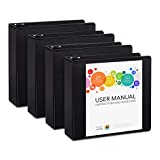 3 inch 3 Ring Binders, Rugged Heavy Duty Design for Home, Office, and School, Holds up to 625 Sheets of 8.5 Inch x 11 Inch Paper, Black, 4 Pack