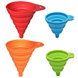 KongNai Silicone Collapsible Funnel Set of 4, Small and Large, Kitchen Gadgets Foldable Funnel for Water Bottle Liquid Transfer Food Grade