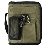 Army Green Bible Cover for Men with Compass Carabiner Camouflage Book Covers for Boys Scripture Tote Bible Case