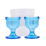 Colored Eye Wash Cups for Effective Eye Cleansing - with Storage Container - Eye Shaped Rim, Snug Fit (2 Pcs.) (Blue)