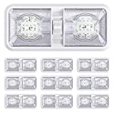 10 Pack RV LED Ceiling Double Dome Light Fixture with ON/OFF Switch Interior Lighting for Car/RV/Trailer/Camper/Boat DC 12V Natural White 4000-4500K 48X2835SMD