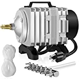 Simple Deluxe LGPUMPAIR38 602 GPH 18W 38L/min 6 Adjustable Flow Outlets with Airline Tubing 25 Feet for Aquarium, Pond, Hydroponics Systems Air Pump, 1 Pack, Silver