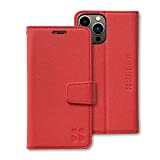 SafeSleeve EMF Protection Anti Radiation iPhone Case: iPhone 13, iPhone 13 Pro RFID Card Holder Blocking Wallet, Adjustable Stand Cell Phone Case, Vegan Leather for Women & and Men (Red)