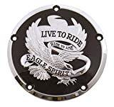 V-Factor Black and Chrome 'Live to Ride' Derby Cuutch Cover for Twin Cam Models