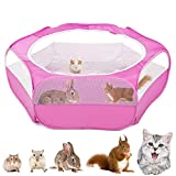 VavoPaw Small Animals Playpen, Breathable Indoor Pet Cage Tent with Zipper Cover, Portable Outdoor Exercise Yard Fence for Kitten Hamster Bunny Squirrel Guinea Pig Hedgehog, Magenta