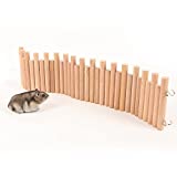 BUCATSTATE Hamster Wooden Climbing Ladder Toys Suspension Bridge Cage Accessories for Gerbils Mice Rats or Other Small Pets (High-Low Fence, M（15.7"x3.93"）)