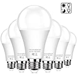 6-Pack Dusk to Dawn LED Light Bulbs, A19 11W(100Watt Equivalent), E26 Basic Automatic On/Off, 1200LM, Daylight White 5000K Smart Sensor Lights, Outdoor for Porch Garage Yard Patio Garden
