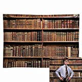 Funnytree 7x5ft Soft Fabric Wooden Library Bookshelf Photography Backdrops Back to School Retro Books Graduation Party Decoration Student Study Banner Photo Booth Background Photocall Supplies Favors