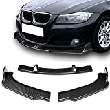 Q1-TECH, Front Bumper Lip fit for compatible with 2009-2012 BMW E90 Sedan 3-Series 328i 325i 335d, Front Bumper Lip Spoiler Air Chin Body Kit Splitter Painted Glossy Carbon Fiber ABS, 2010 2011