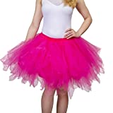 Dancina Women's Adult Vintage Petticoat Tulle Tutu Skirt [Sticker XL],Fuchsia,Regular Size