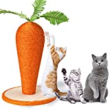 Tigerboss Cat Scratching Post, 17 inch Assembable Carrot Cat Claw Scratcher for Indoor Cats- Cute Sisal Rope Scratch Pad and Carrot Leaves,Interactive Cat Toys (TS-003-R)