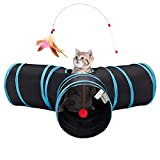 Tempcore Pet Cat Tunnel Tube Cat Toys 3 Way Collapsible, Cat Tunnels for Indoor CatsKitty Tunnel Bored Cat Pet Toys Peek Hole Toy Ball Cat, Puppy, Kitty, Kitten, Rabbit
