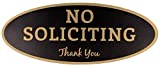 No Soliciting Sign – Digitally Printed Indoor/Outdoor Sign – Durable UV and Weather Resistant (Small - 2" x 5", Black with Gold Letters)