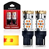 LASFIT 7440 CANBUS READY LED Bulb 7441 For Rear Turn Signal Light Blinker Lamp 7440A W21W WY21W Anti Hyper Flash Error Free 24W 1600LM Amber/Yellow Built In Resistor, Plug and Play 2023 Version