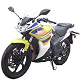 X-PRO 2021 Version Lifan KPR 200 Adult Gas Motorcycle 200cc Street Moped Scooter 6 Speed Fuel Injection Made by Lifan（Yellow/White）