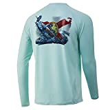 HUK Men's KC Pursuit Long Sleeve Sun Protecting Fishing Shirt, Gulfstream-Seafoam, Medium