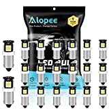 ALOPEE - 20-Pack BA9S 12146 T4W 233 1895 White 12V LED Light - 5050 5SMD Car Interior Replacement Bulb For Map Dome Courtesy Trunk License Plate Side Marker Light - Diameter 9mm