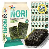 KIMNORI Seasoned Seaweed Snacks Sheets  Organic Sea Salt Flavor 24 Individual Packs Roasted Crispy Premium 100% Natural Laver Kim Nori 4g 0.14 Ounce    