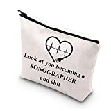 BDPWSS Sonographer bags Sonographer Gift For Women Sonography Tech Sonographer Ultrasound Technician Gift Look At You Becoming a Sonographer And Shit Sonographer Makeup Pouch (becoming a sonographer)