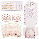 36pcs Bridesmaids Proposal Gift Set 6 Bridesmaid Proposal Boxes,6 Love Knot Bracelet with 6 I Can't Tie The Knot Card and 18 No Crease Hair Ties