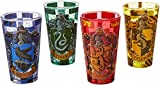 Silver Buffalo Harry Potter Hogwarts House Crests with Checkers 4-Pack Pint Glass Set, 16-Ounces