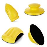 ZOEYES 4 PCS 5 Inch Round Hand Sanding Blocks + Mouse Hook and Loop Sanding Blocks for Mouse Sandpaper, Mouse Hand Sanding Pad Hook Backing Plate for Wood Furniture Restoration, Home Crafts, Yellow