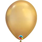 Qualatex 85111 Chrome 7 Inch Latex Balloons (Chrome Gold, 50 Pack)
