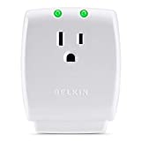 Belkin 1-Outlet Home Series SurgeCube - Grounded Outlet Portable Wall Tap Adapter with Ground & Protected Light Indicators for Home, Office, Travel, Computer Desktop & Charging Brick - White, 1080 Joules