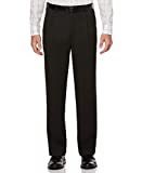 Perry Ellis Men's Classic Fit Elastic Waist Double Pleated Cuffed Pant, Caviar, 38x32